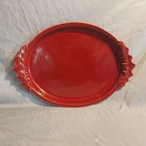 Appolia (France) 15" Oval Serving Platter Fall Leaves - Red